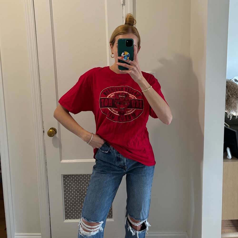 Harley Davidson red graphic t-shirt Durham NC
